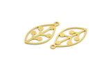 Brass Leaf Charm, 24 Raw Brass Leaf Charms With 1 Loop, Findings (22x11x0.60mm) A4729