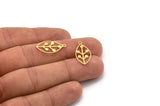 Brass Leaf Charm, 24 Raw Brass Leaf Charms With 1 Loop, Findings (22x11x0.60mm) A4729