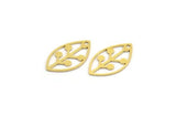 Brass Leaf Charm, 24 Raw Brass Leaf Charms With 1 Hole, Findings (22x11x0.60mm) A4723