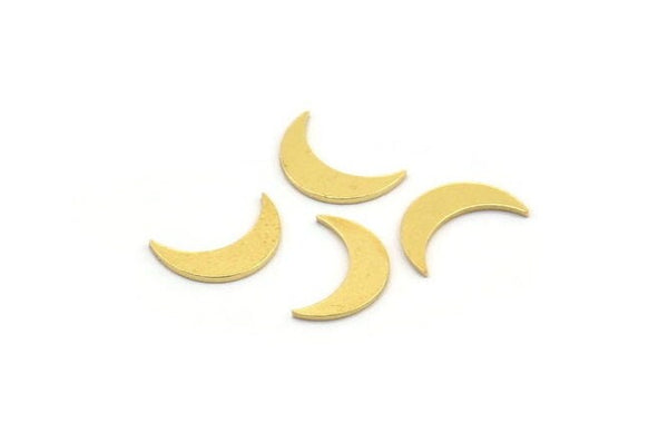 Brass Moon Blank, 100 Raw Brass Crescent Moon Blanks, Brass Blanks (10x3x0.60mm) A4763