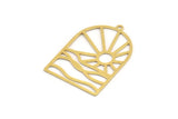 Brass Sun Charm, 6 Raw Brass Rising Sun Shaped Charms With 1 Loop, Charm Pendants, Findings (36x25x0.60mm) A5225