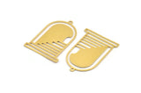 Brass Door Charm, 4 Raw Brass Door And Stairs Shaped Charms With 1 Loop, Charm Pendants, Findings (36x26x0.60mm) A5229