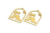 Pirinç Palmiye Charm, 1 Döngülü 6 Ham Pirinç Palmiye Ağacı ve Güneş Şekilli Charm, Charm Kolye Uçları, Bulgular (30x21x0,60 mm) A5231