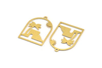 Pirinç Palmiye Charm, 1 Döngülü 6 Ham Pirinç Palmiye Ağacı ve Güneş Şekilli Charm, Charm Kolye Uçları, Bulgular (30x21x0,60 mm) A5231