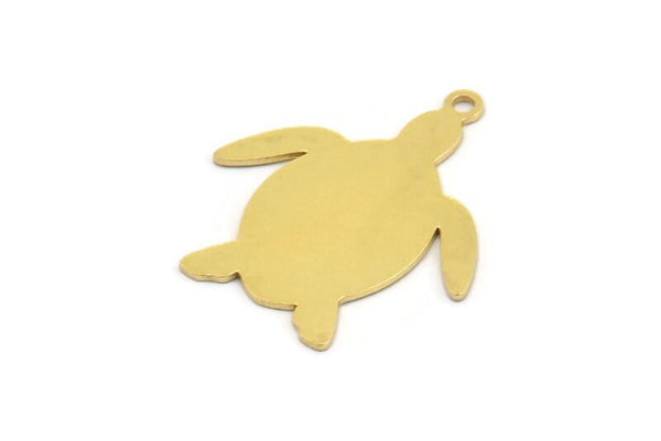 Brass Turtle Charm, 8 Raw Brass Turtle Shaped Charms With 1 Loop, Earring Charm Findings (25x22x0.60mm) A5214