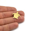 Brass Turtle Charm, 8 Raw Brass Turtle Shaped Charms With 1 Loop, Earring Charm Findings (25x22x0.60mm) A5214