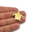 Brass Turtle Charm, 6 Raw Brass Turtle Shaped Charms With 1 Loop, Earring Charm Findings (31.5x28x0.60mm) A5213