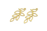 Brass Leaf Charm, 24 Raw Brass Branch Charms With 1 Loop, Charm Pendants (33x16x0.60mm) A5220