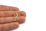 Brass Leaf Charm, 24 Raw Brass Branch Charms With 1 Loop, Charm Pendants (33x16x0.60mm) A5220