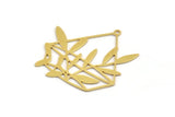 Brass Flower Charm, 4 Raw Brass Potted Plant Shaped Charms With 1 Loop, Findings (33x34.5x0.60mm) A5219