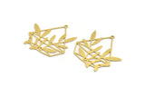 Brass Flower Charm, 4 Raw Brass Potted Plant Shaped Charms With 1 Loop, Findings (33x34.5x0.60mm) A5219