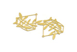 Brass Flower Charm, 4 Raw Brass Potted Plant Shaped Charms With 1 Loop, Findings (33x34.5x0.60mm) A5219