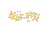 Brass Flower Charm, 4 Raw Brass Potted Plant Shaped Charms With 1 Loop, Findings (38x42x0.60mm) A5218