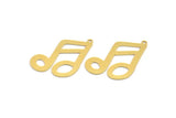 Brass Note Charm, 6 Raw Brass Sixteenth Note Shaped Charms With 1 Loop, Pendants, Earring Findings (37x23x0.60mm) A5217