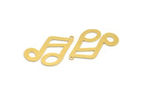 Brass Note Charm, 6 Raw Brass Sixteenth Note Shaped Charms With 1 Loop, Pendants, Earring Findings (37x23x0.60mm) A5217
