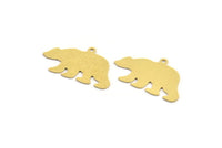 Brass Bear Charm, 6 Raw Brass Bear Shaped Charms With 1 Loop, Earring Charm Findings (17x30x0.60mm) A5211