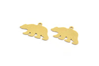 Brass Bear Charm, 12 Raw Brass Bear Shaped Charms With 1 Loop, Earring Charm Findings (13x22x0.60mm) A5210