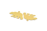 Brass Bear Charm, 12 Raw Brass Bear Shaped Charms With 1 Loop, Earring Charm Findings (13x22x0.60mm) A5210