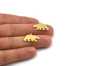 Brass Bear Charm, 12 Raw Brass Bear Shaped Charms With 1 Loop, Earring Charm Findings (13x22x0.60mm) A5210