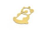 Brass Bear Charm, 8 Raw Brass Panda Bear Shaped Charms With 1 Loop, Earring Charm Findings (30.5x19x0.60mm) A5223