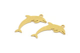 Brass Dolphin Charm, 24 Raw Brass Dolphin Shaped Charms With 1 Loop, Earring Charm Findings (25.5x14x0.60mm) A5216