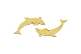 Brass Dolphin Charm, 12 Raw Brass Dolphin Shaped Charms With 1 Loop, Earring Charm Findings (33.5x18x0.60mm) A5215