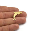 Brass Dolphin Charm, 12 Raw Brass Dolphin Shaped Charms With 1 Loop, Earring Charm Findings (33.5x18x0.60mm) A5215