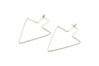 Arrow Wire Earring, 24 Antique Silver Plated Brass Wire Arrow Sign Earring Charms, Pendants, Findings (46x34x0.7mm) E355