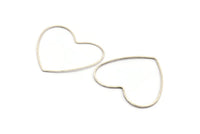 Gümüş Kalp Charm, 8 Antik Gümüş Kaplama Pirinç Kalp Bağlantı Parçası, Küpeler, Bulgular (42x50x1mm) D1281 H0825