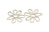 Silver Daisy Charm, 2 Antique Silver Plated Brass Daisy Charms With 1 Hole, Pendants, Earrings (54x1mm) D0646 H0999