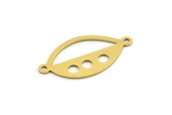 Brass Marquise Charm, 24 Raw Brass Marquise Charms With 2 Loops, Brass Connectors (24x12.5x0.60mm) A4727