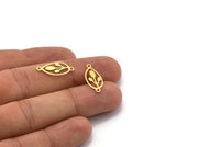Brass Marquise Charm, 50 Raw Brass Marquise Charms With 2 Loops, Brass Connectors (20x8x0.60mm) A4740