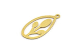 Brass Marquise Charm, 12 Raw Brass Marquise Charms With 1 Loop (26x13x0.60mm) A4736