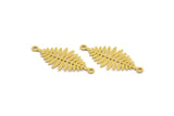 Brass Leaf Charm, 12 Raw Brass Acacia Leaf Charms With 2 Loops, Findings, Bracelet Parts, Connectors (29x13x0.60mm) A4780