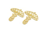 Brass Mushroom Charm, 4 Raw Brass Mushroom Charms With 1 Loop, Charm Pendants (44x40x0.60mm) A4767