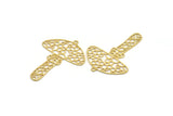 Brass Mushroom Charm, 8 Raw Brass Mushroom Charms With 1 Loop, Charm Pendants (42x32x0.60mm) A4771