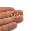 Brass Round Charm, 24 Raw Brass Round Shaped Charms With 1 Loop, Charm Pendants (23.5x21x1mm) A4749