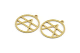 Brass Round Charm, 12 Raw Brass Round Shaped Charms With 1 Loop, Charm Pendants (23.5x21.5x1mm) A4707