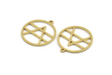 Brass Round Charm, 12 Raw Brass Round Shaped Charms With 1 Loop, Charm Pendants (23.5x21.5x1mm) A4707