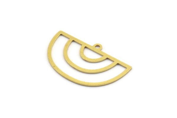 Brass D Shaped Charm, 24 Raw Brass D Shaped Charms With 1 Loop, Earrings, Findings (17.5x28x0.60mm) A4696