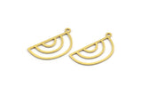 Brass D Shaped Charm, 24 Raw Brass D Shaped Charms With 1 Loop, Earrings, Findings (24x12x0.60mm) A4711
