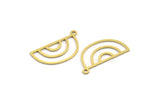 Brass D Shaped Charm, 24 Raw Brass D Shaped Charms With 1 Loop, Earrings, Findings (24x12x0.60mm) A4711