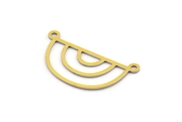 Brass D Shaped Charm, 24 Raw Brass D Shaped Charms With 2 Loops, Connector Findings, Necklace Parts (14x26x0.60mm) A4712