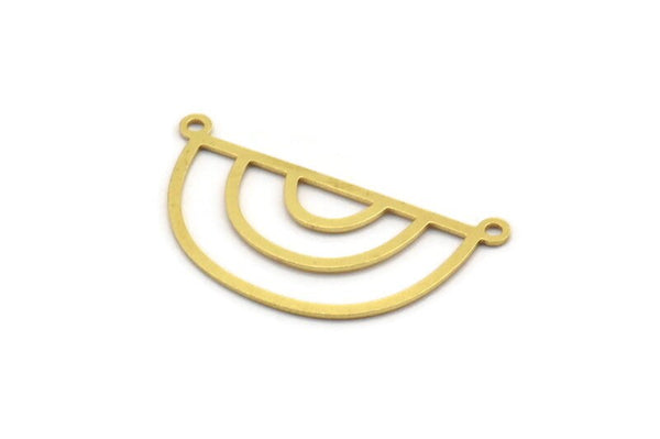 Brass D Shaped Charm, 12 Raw Brass D Shaped Charms With 2 Loops, Connector Findings, Necklace Parts (17x32x0.60mm) A4699