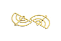 Brass D Shaped Charm, 24 Raw Brass D Shaped Charms With 2 Loops, Connector Findings, Necklace Parts (19x26x0.60mm) A4665