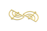 Brass D Shaped Charm, 24 Raw Brass D Shaped Charms With 2 Loops, Connector Findings, Necklace Parts (19x26x0.60mm) A4665