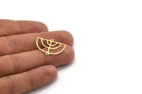 Brass D Shaped Charm, 24 Raw Brass D Shaped Charms With 2 Loops, Connector Findings, Necklace Parts (19x26x0.60mm) A4665