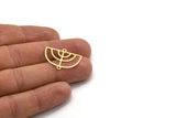 Brass D Shaped Charm, 24 Raw Brass D Shaped Charms With 2 Loops, Connector Findings, Necklace Parts (19x26x0.60mm) A4665