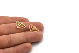 Brass D Shaped Charm, 50 Raw Brass D Shaped Charms With 2 Loops, Connector Findings, Necklace Parts (13x16x0.60mm) A4705
