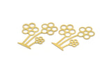 Brass Flower Charm, 8 Raw Brass Flower Shape Charms, Pendants, Findings (41x32x0.60mm) A4753